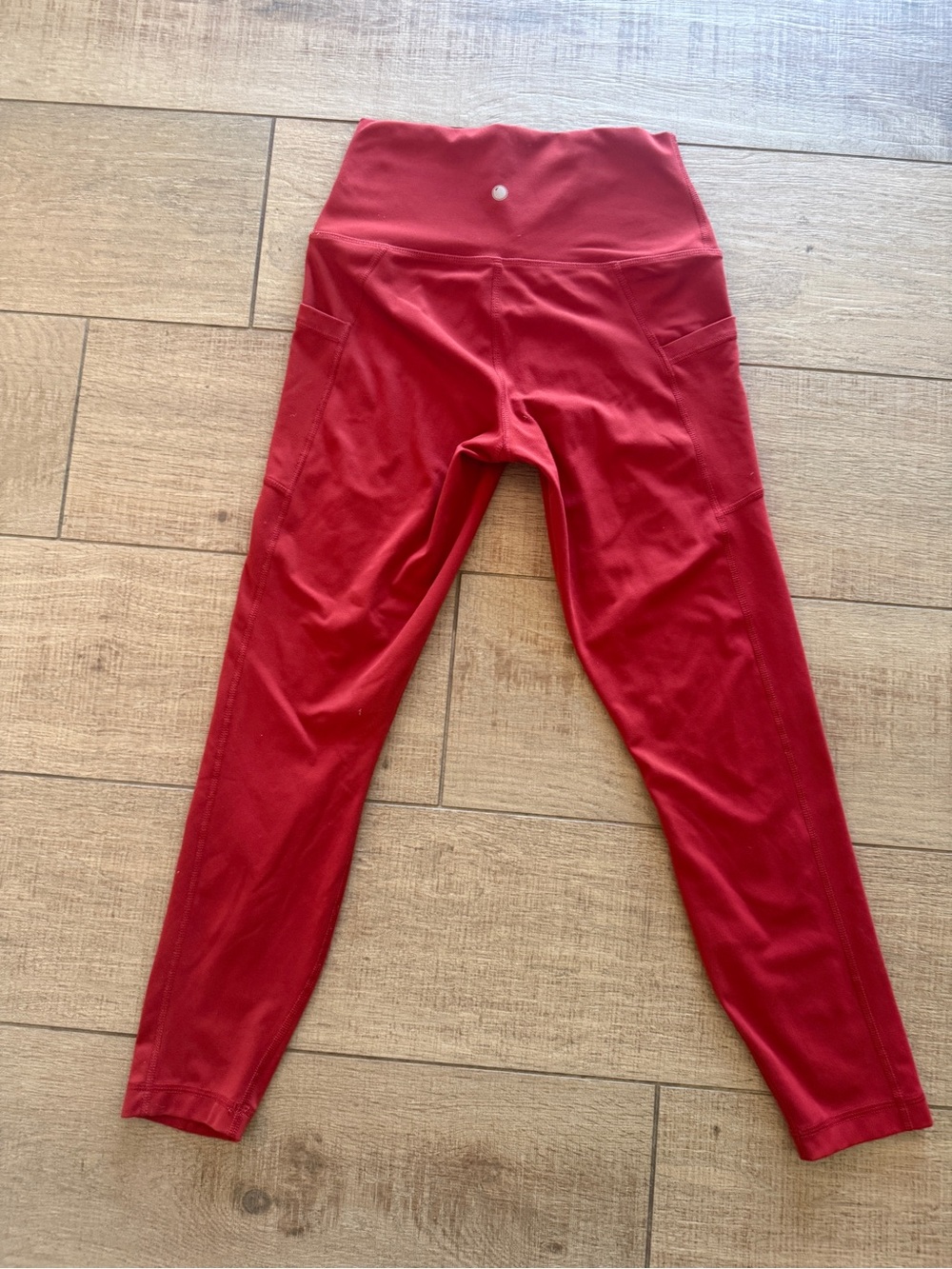 Yogalicious Red High-Waist Leggings with Side Pockets